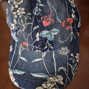 Floral Print Denim Kids Cap
